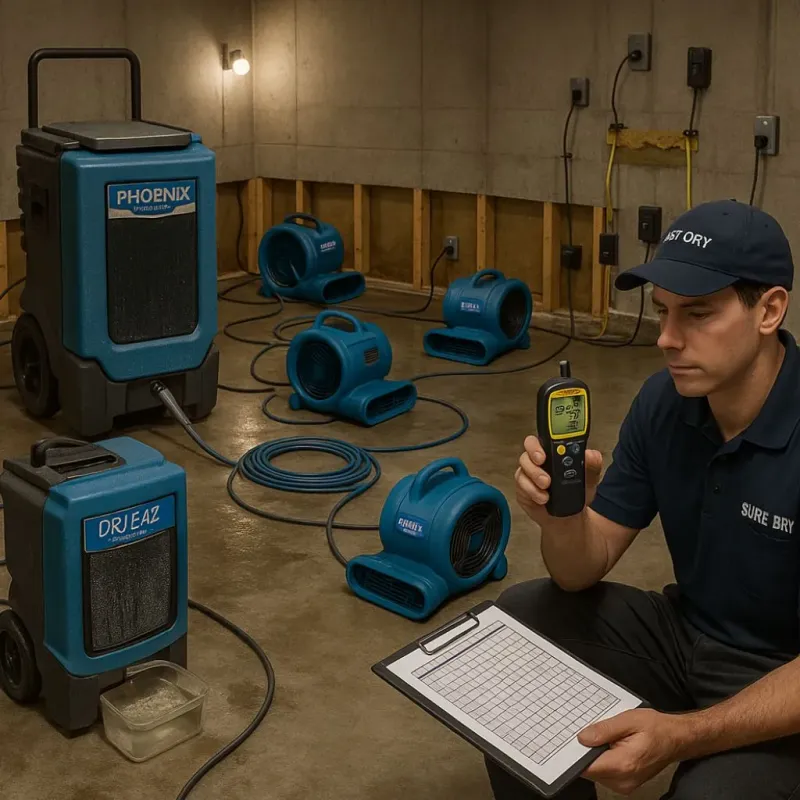Structural Drying and Dehumidification process in Rosharon, TX